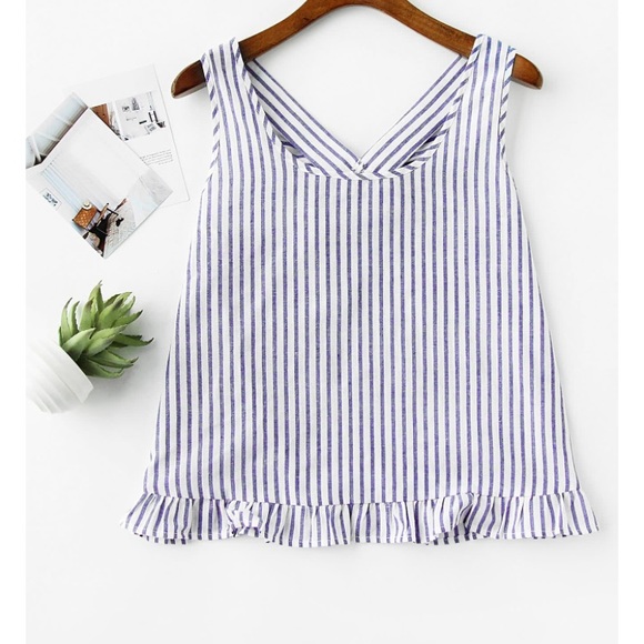 Tops - Striped Tank with Ruffle and Bow
